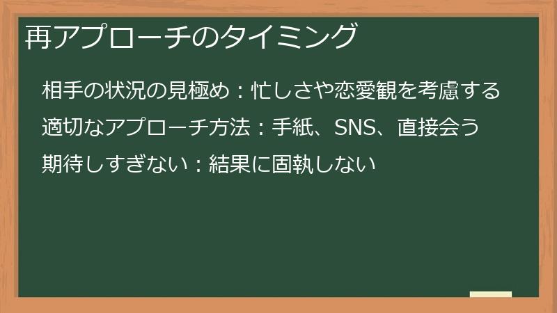 再アプローチのタイミング