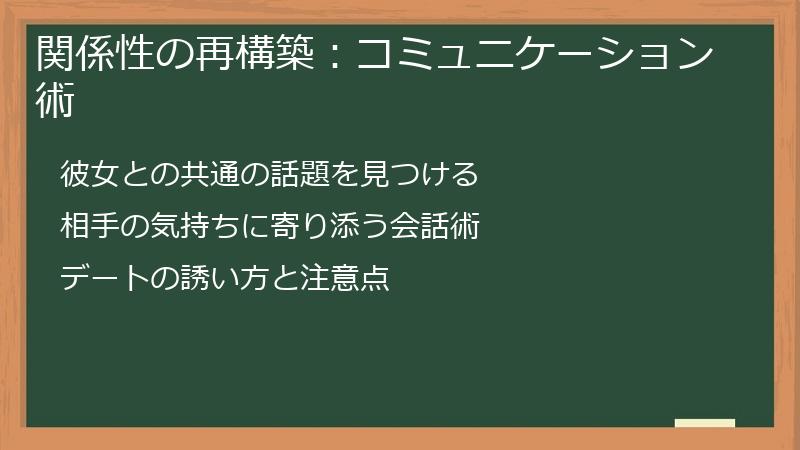 関係性の再構築：コミュニケーション術