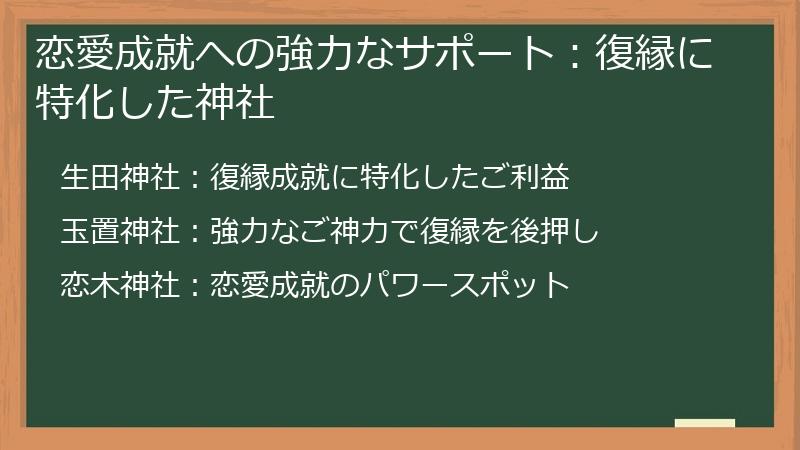 恋愛成就への強力なサポート：復縁に特化した神社