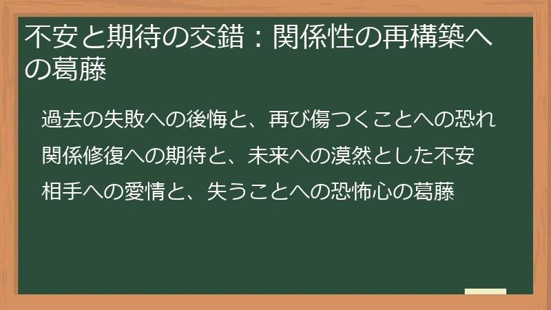 不安と期待の交錯:関係性の再構築への葛藤