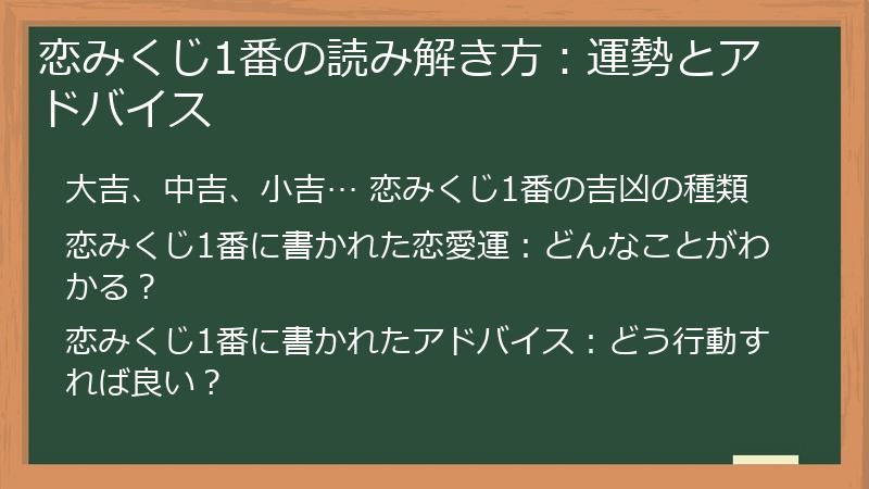 恋みくじ1番の読み解き方：運勢とアドバイス