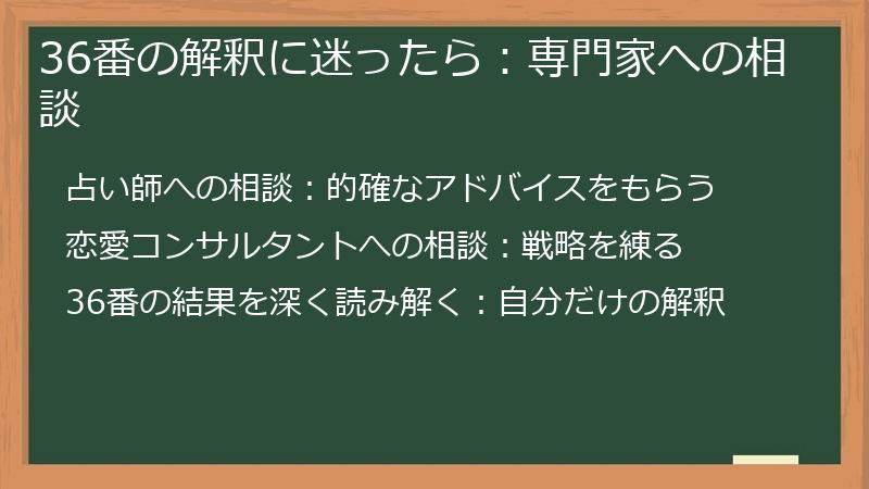 36番の解釈に迷ったら：専門家への相談