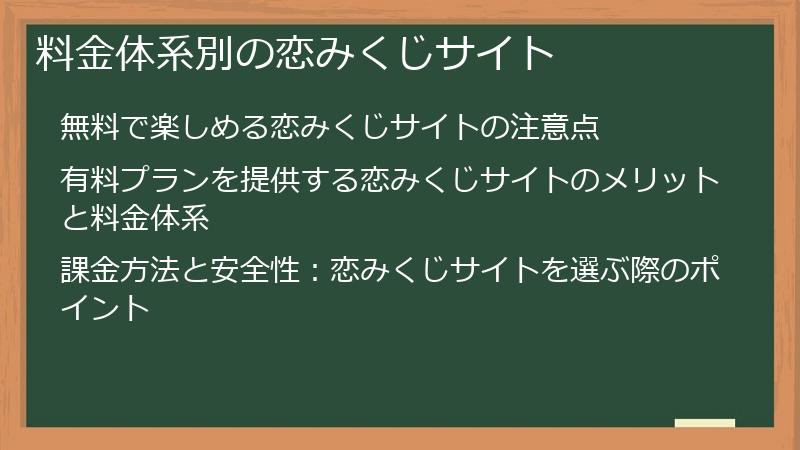 料金体系別の恋みくじサイト