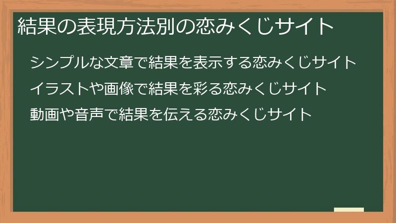 結果の表現方法別の恋みくじサイト