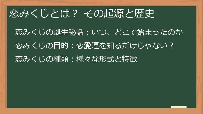 恋みくじとは？ その起源と歴史
