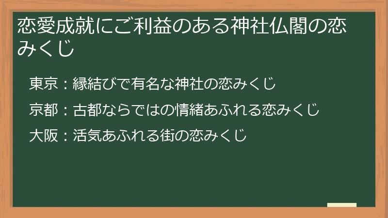 恋愛成就にご利益のある神社仏閣の恋みくじ