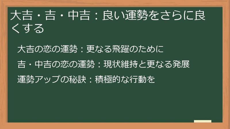 大吉・吉・中吉：良い運勢をさらに良くする