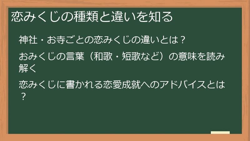 恋みくじの種類と違いを知る