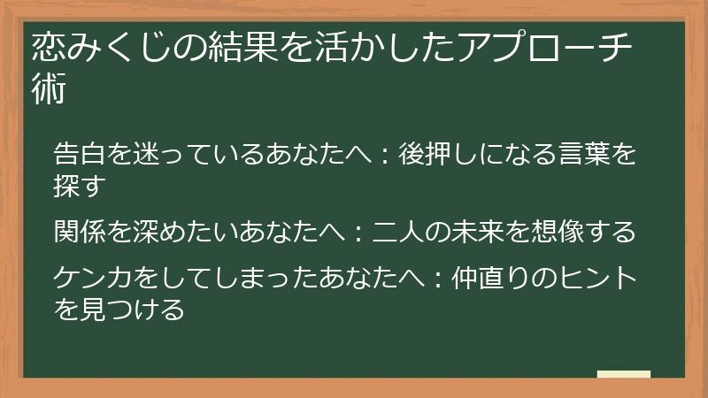 恋みくじの結果を活かしたアプローチ術