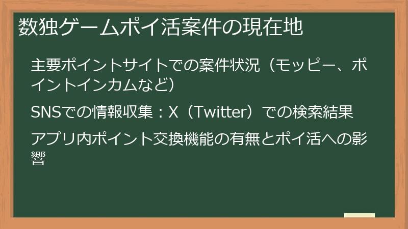 数独ゲームポイ活案件の現在地