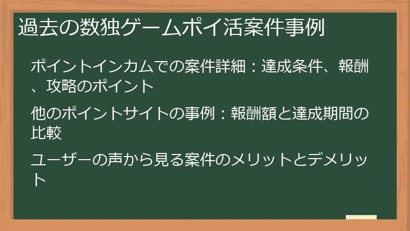 過去の数独ゲームポイ活案件事例