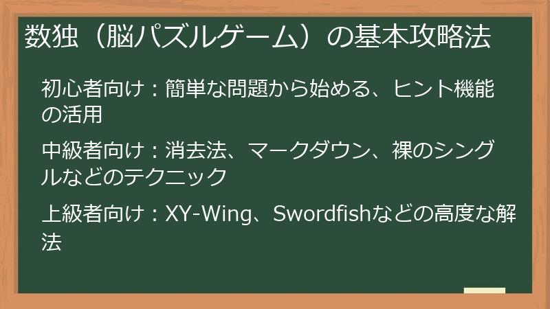 数独（脳パズルゲーム）の基本攻略法