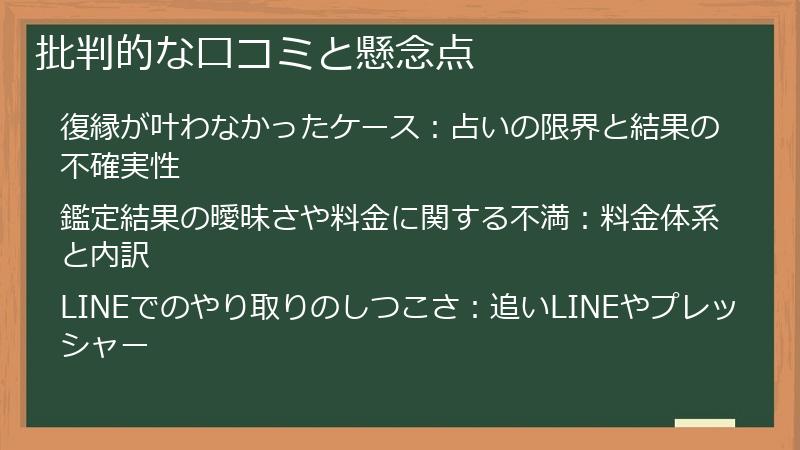 批判的な口コミと懸念点
