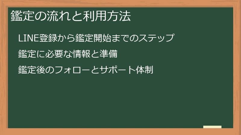 鑑定の流れと利用方法