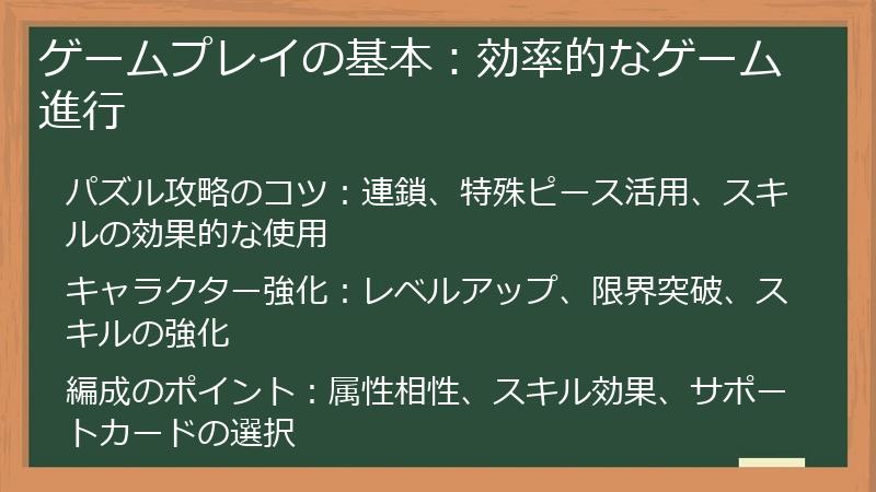 ゲームプレイの基本：効率的なゲーム進行