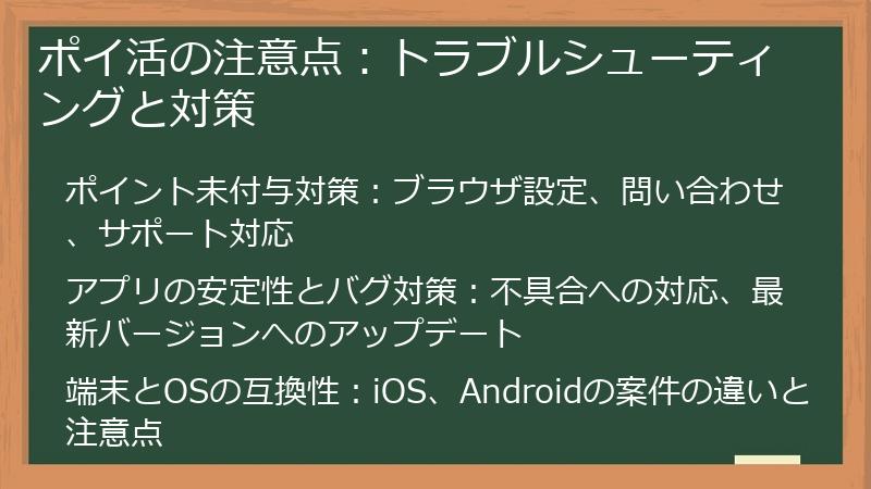 ポイ活の注意点：トラブルシューティングと対策