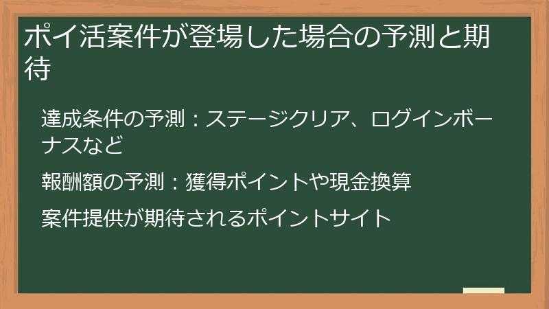 ポイ活案件が登場した場合の予測と期待
