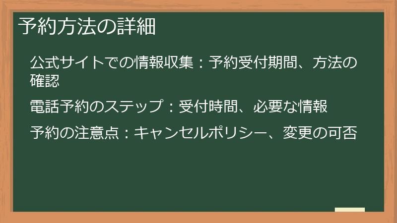 予約方法の詳細