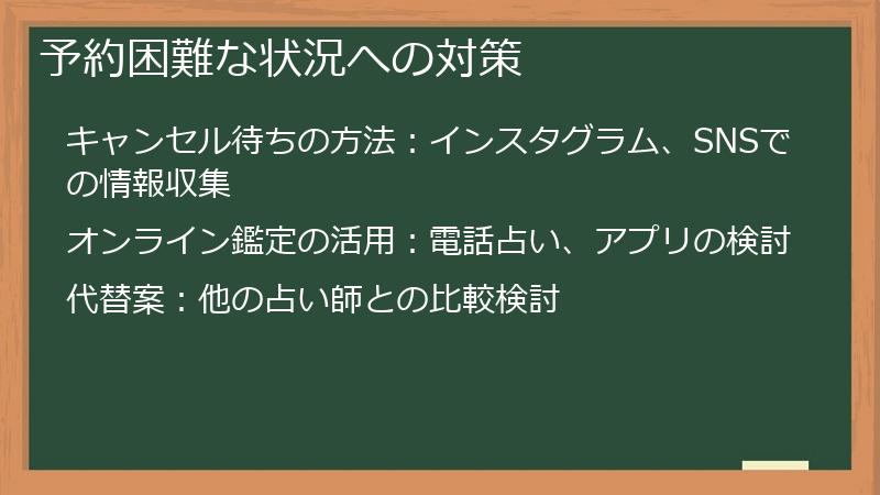 予約困難な状況への対策