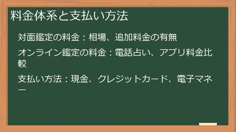 料金体系と支払い方法