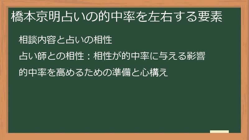 橋本京明占いの的中率を左右する要素