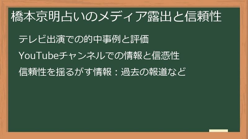 橋本京明占いのメディア露出と信頼性