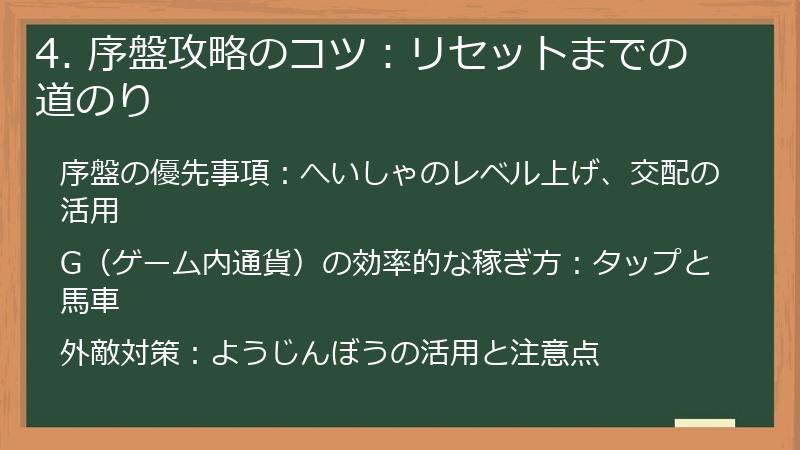 4. 序盤攻略のコツ：リセットまでの道のり