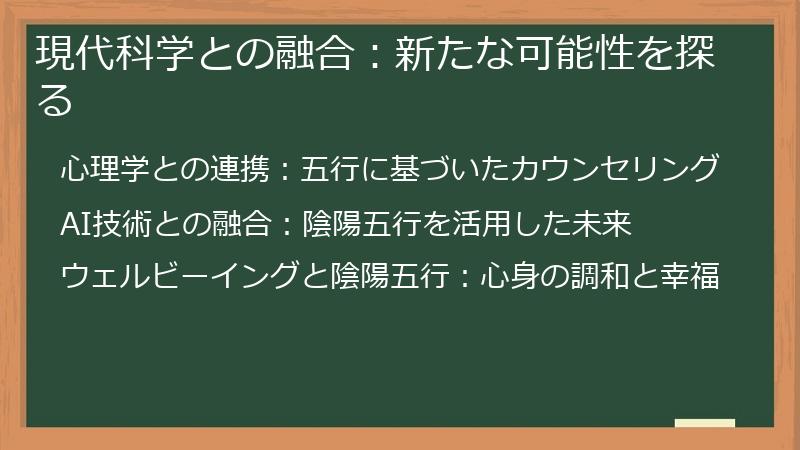 現代科学との融合：新たな可能性を探る