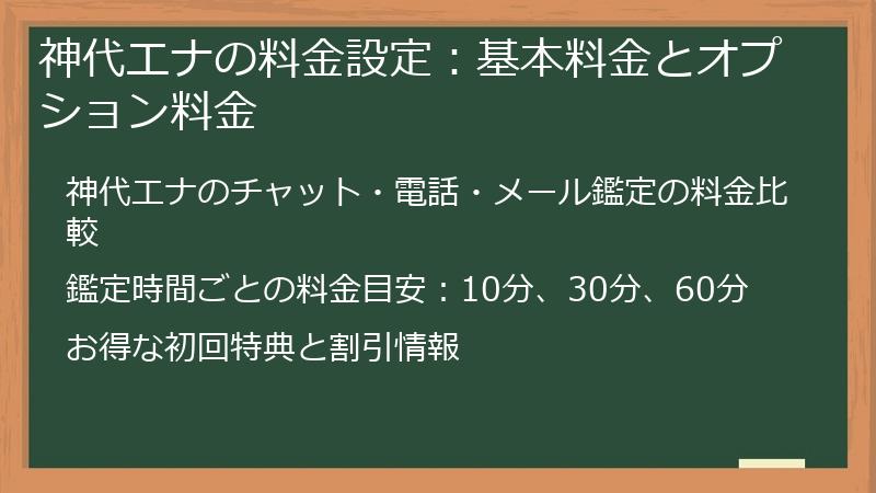 神代エナの料金設定：基本料金とオプション料金