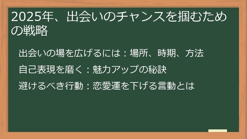 2025年、出会いのチャンスを掴むための戦略
