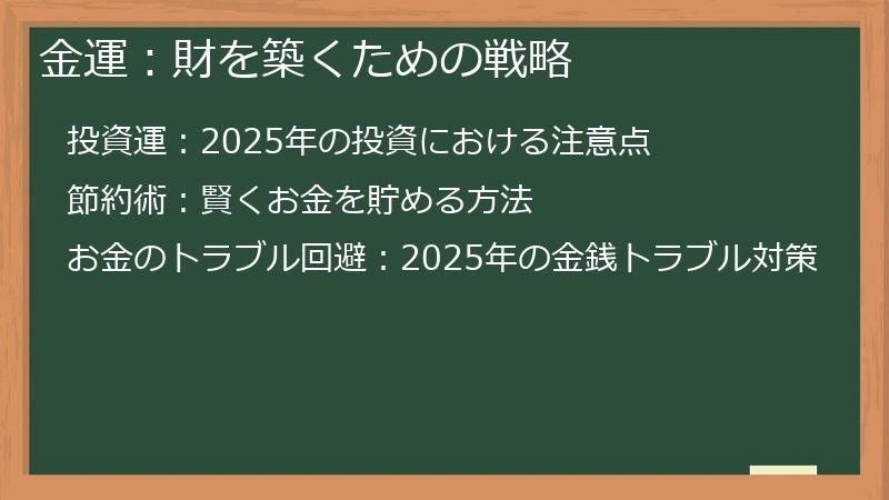 金運：財を築くための戦略