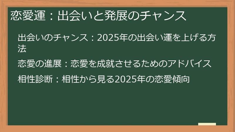 恋愛運：出会いと発展のチャンス