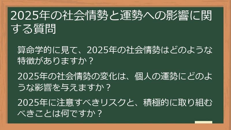 2025年の社会情勢と運勢への影響に関する質問
