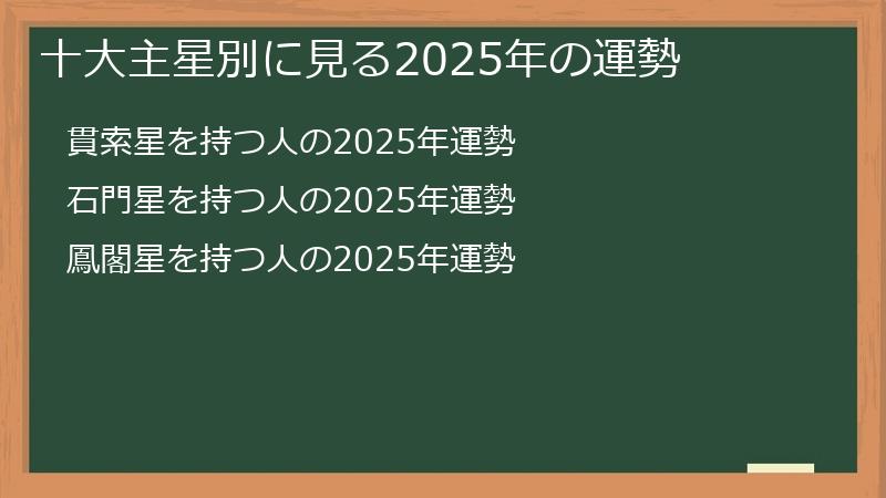十大主星別に見る2025年の運勢