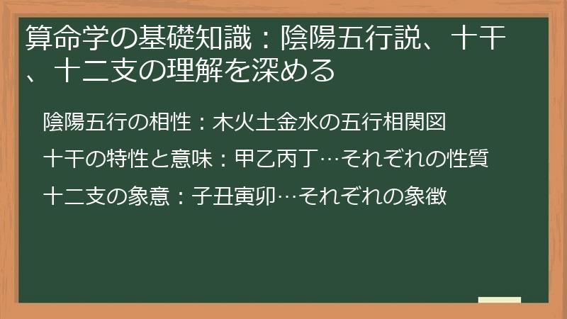 算命学の基礎知識：陰陽五行説、十干、十二支の理解を深める