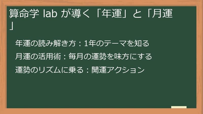 算命学 lab が導く「年運」と「月運」
