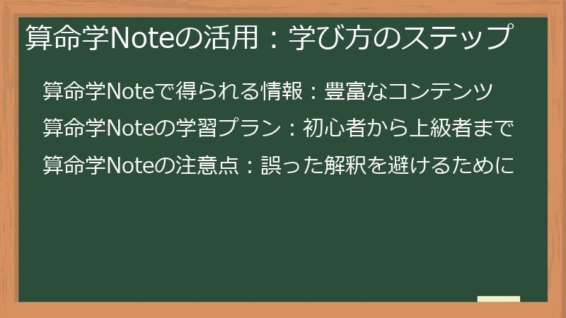 算命学Noteの活用：学び方のステップ