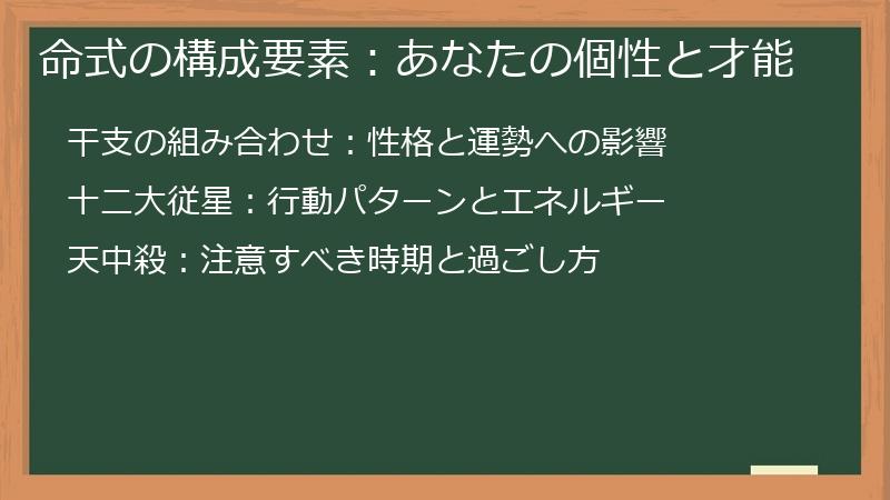 命式の構成要素：あなたの個性と才能