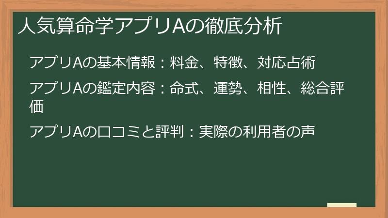 人気算命学アプリAの徹底分析