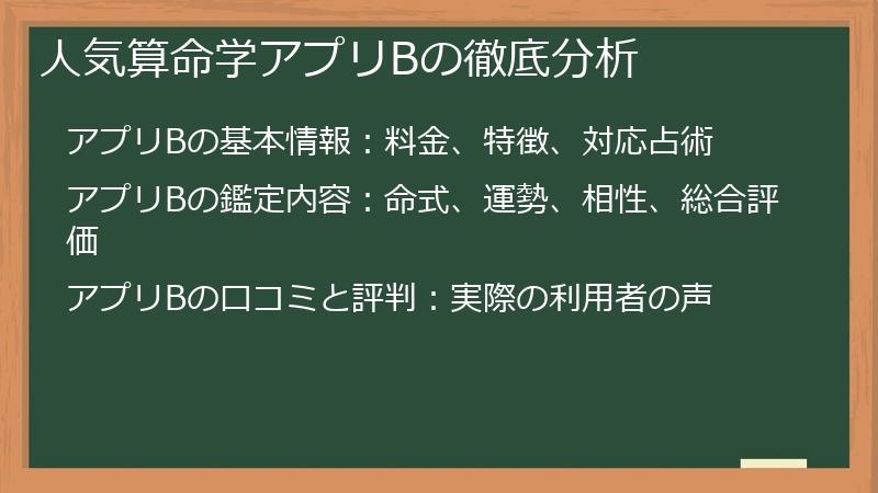 人気算命学アプリBの徹底分析