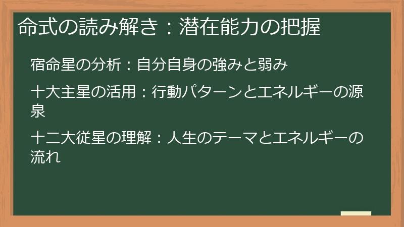 命式の読み解き：潜在能力の把握