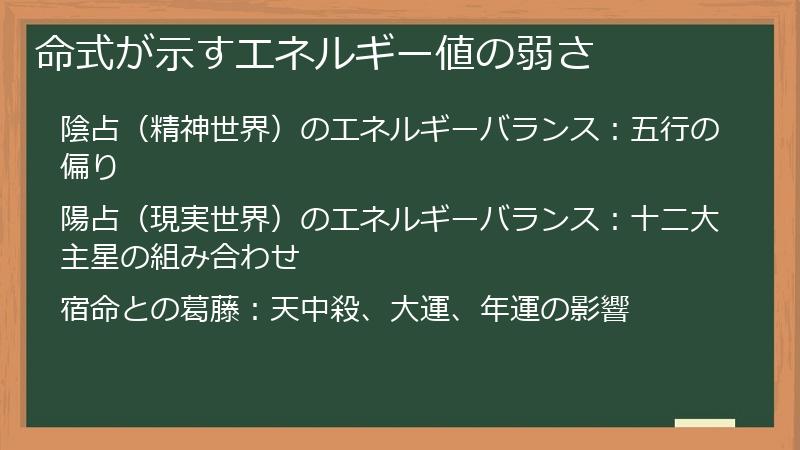 命式が示すエネルギー値の弱さ