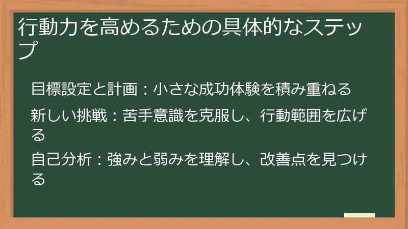 行動力を高めるための具体的なステップ
