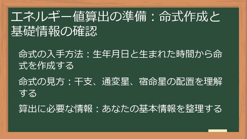 エネルギー値算出の準備:命式作成と基礎情報の確認