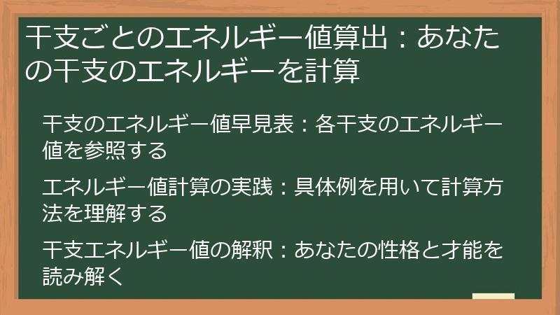 干支ごとのエネルギー値算出:あなたの干支のエネルギーを計算