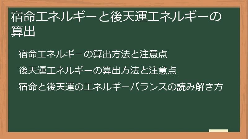 宿命エネルギーと後天運エネルギーの算出