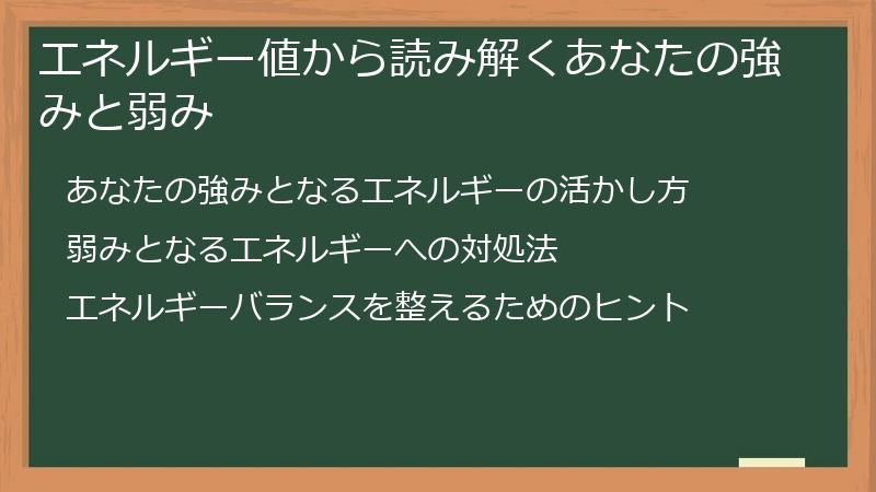 エネルギー値から読み解くあなたの強みと弱み