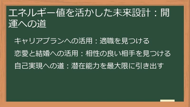 エネルギー値を活かした未来設計：開運への道