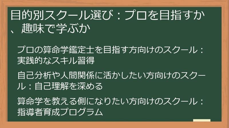目的別スクール選び：プロを目指すか、趣味で学ぶか