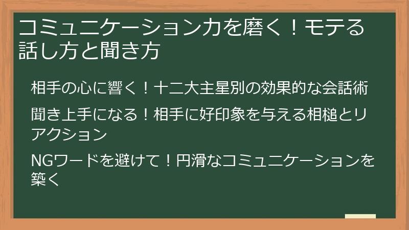 コミュニケーション力を磨く！モテる話し方と聞き方